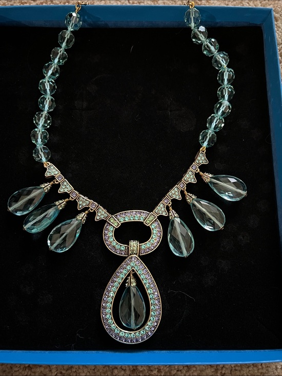 Heidi Daus Jewelry - Heidi Daus Gold-Tone Necklace with Aquamarine Teardrops